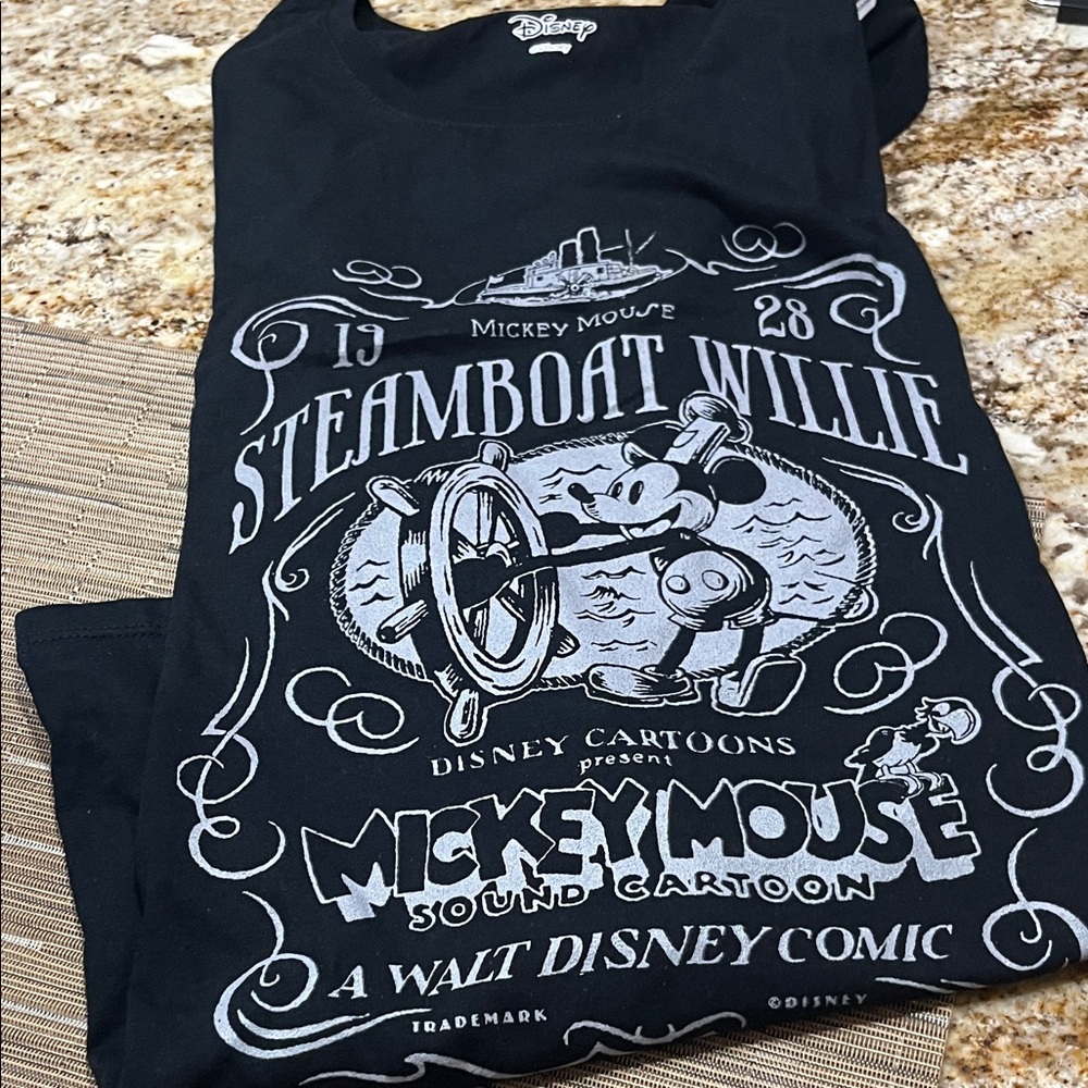 Disney Black and White Steamboat Willie Tee NWT